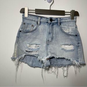 ONETEASPOON Women’s Blue Distressed Legend Shorts Size 25 festival Frayed Hem